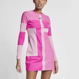 Nike Pink Bodycon Long Sleeve Dress SMALL